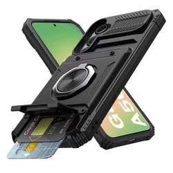 Magnetic Rotating Ring Kickstand Shockproof Wallet Phone Case for Galaxy A15 (Black)