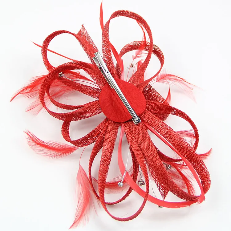 Tocado de pelo de plumas de Alice para mujer, diadema con Clip para el día de la boda, tocado nupcial, cinturón de plumas, broca, horquilla de flores