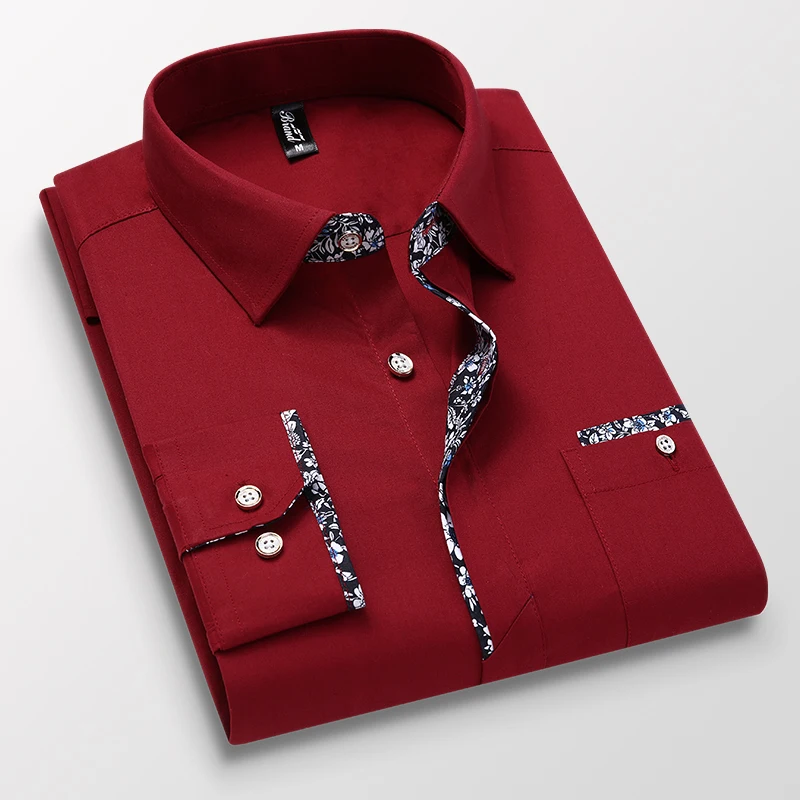 

Men Dress Shirt Spring Autumn Korean Long Sleeve Casual Shirt Button Turn Down Collar Pocket Design Anti-wrinkle Oversized 5XL
