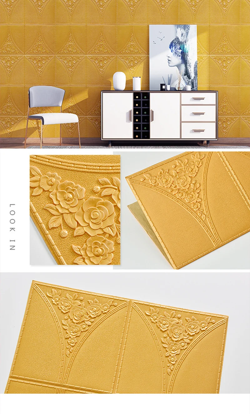 Description Picture 6 of itemSelf-adhesive Wallpaper 3D Three-dimensional Waterproof Soft Bag Background Wallpaper Dormitory Bedroom Decoration Wall Sticker