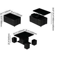 Lift-Top Coffee Table ,with Hidden Storage,with 4 Stools and Lockable Wheels , Multifunctional 3-in-1 Modern Coffee Table 2