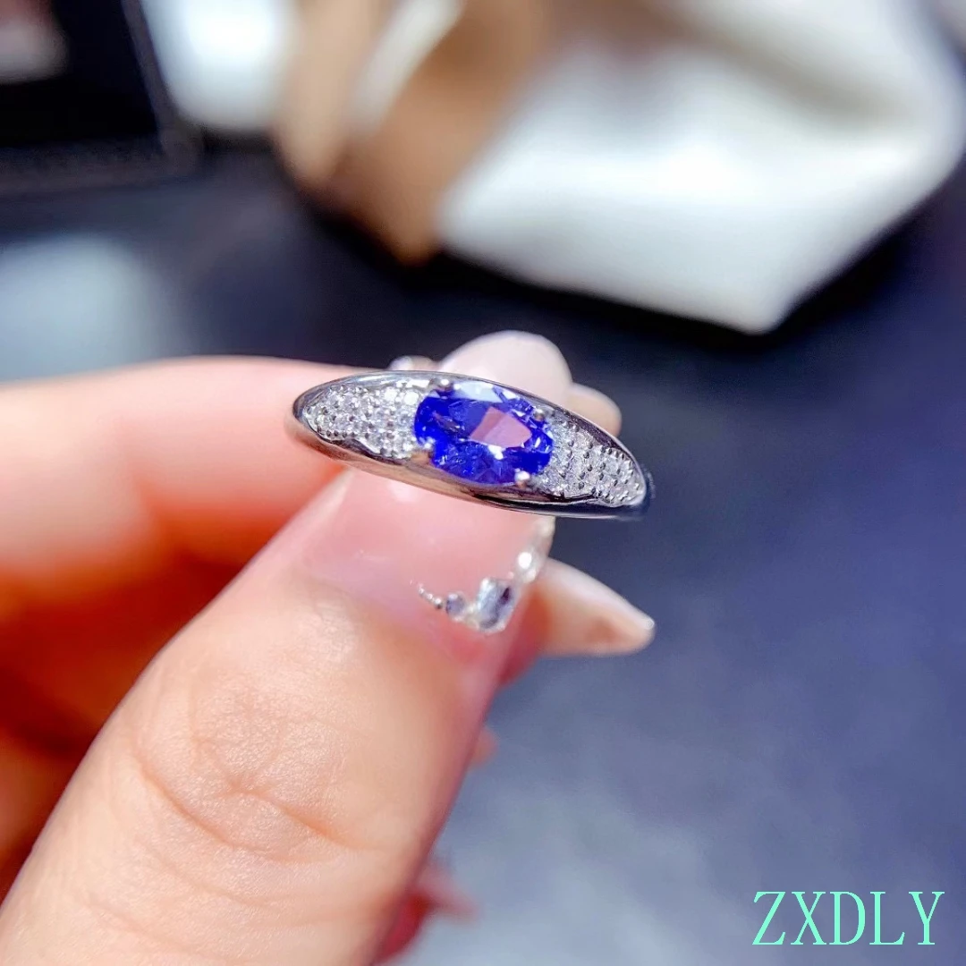 

2023 New Tanzanite Ring for Women Jewelry Natural Gem Certified Real 925 Silver Engagement Ring Birthstone Party Gift High-end