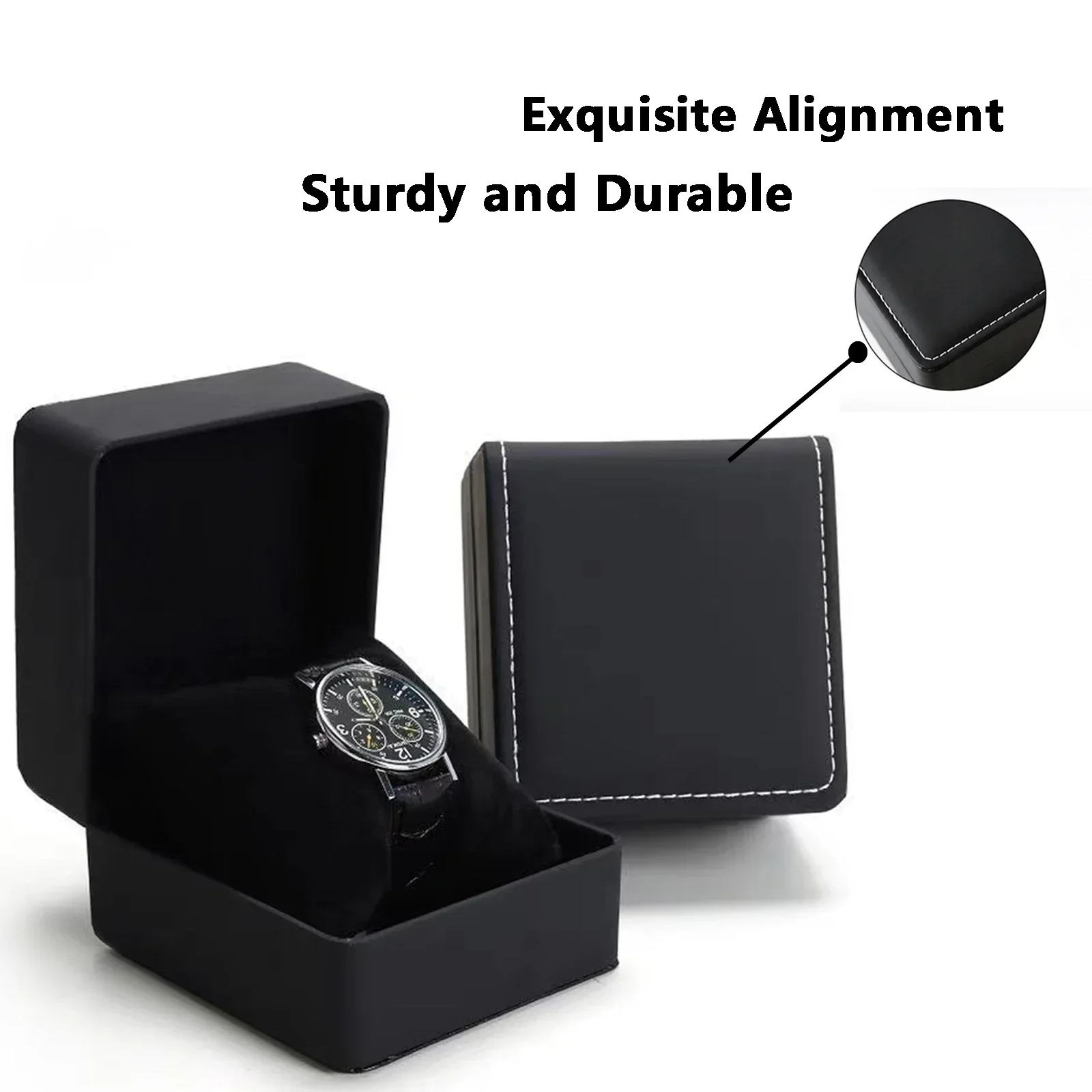 Watch Storage Box Single PU Leather with Pillow Clamshell For Men