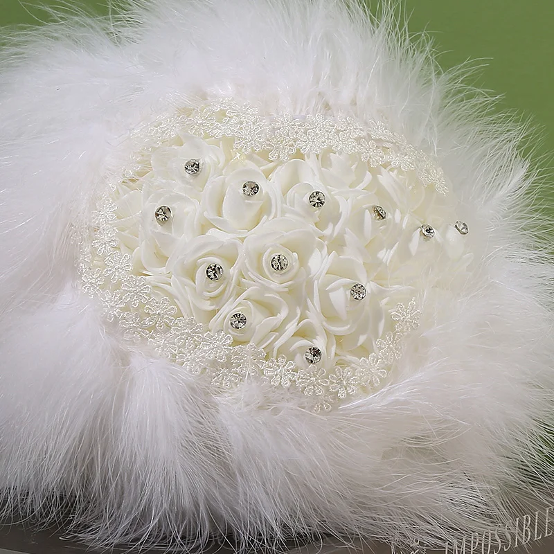 A bouquet of flowers, romantic gorgeous, sweet and fresh, flying feathers decoration, suitable for wedding, festival photography