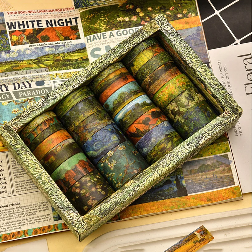 25 Rolls Van Gogh Washi Tapes Journaling Supplies Washi Tape Oil Painting Diary Cinta Adhesiva Decorativa Scrapbooking Washitape 6