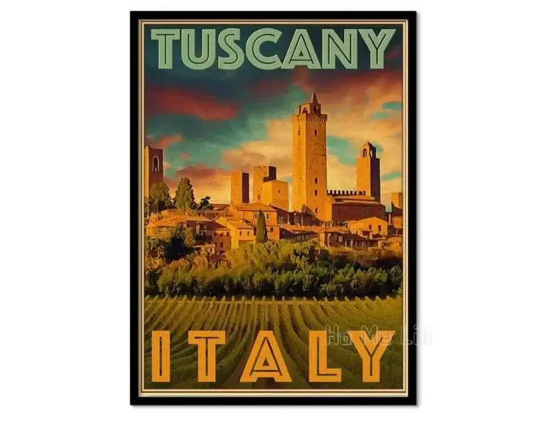 

Vintage Travel Poster Tuscany Italy Retro Style Wall Decor Art Print