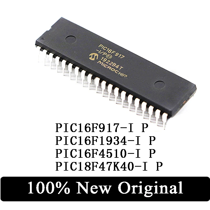 

10PCS PIC16F917-I/P PIC16F1934-I/P PIC16F4510-I/P PIC18F47K40-I/P DIP-40 8-bit MCU IC Chip In Stock PCB arduino Free Sipping