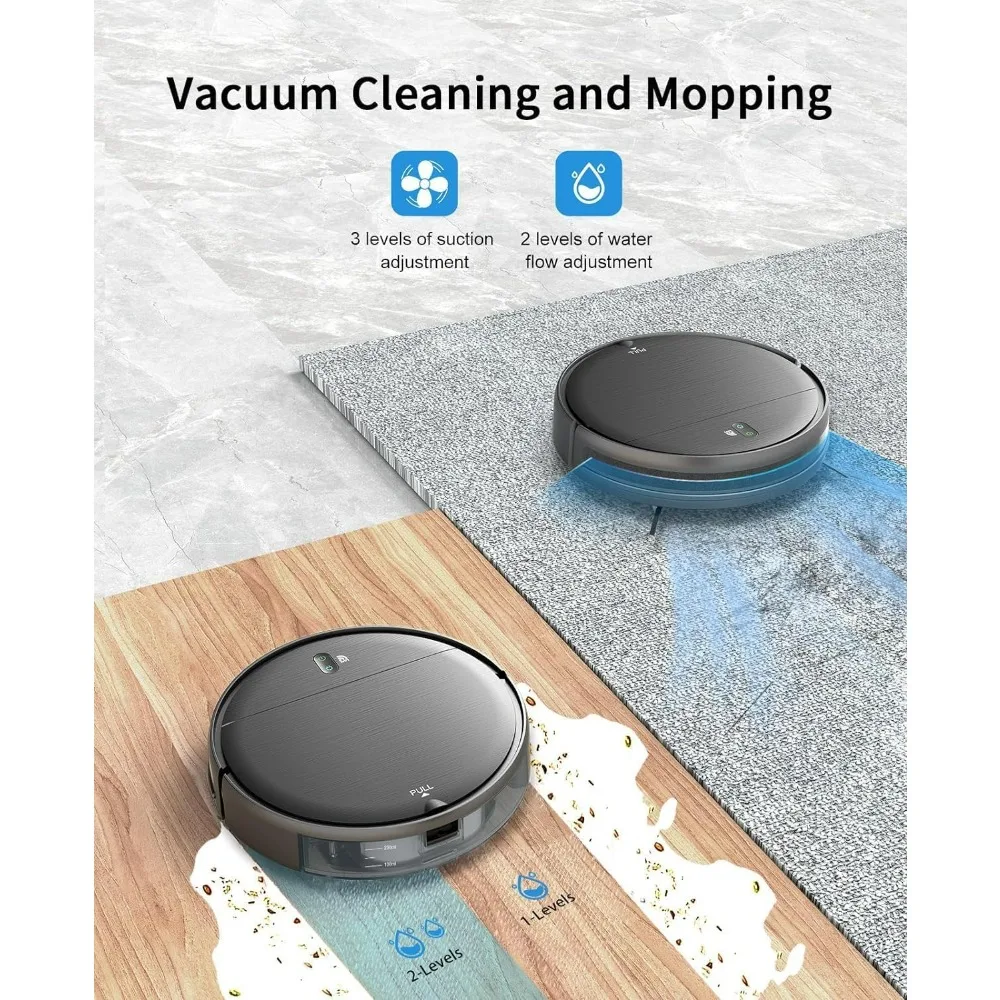 Robot Vacuum and Mop Combo, 2 in 1 Mopping Robot Vacuum Cleaner with Schedule, Wi-Fi/App, 1400Pa Max Suction 2
