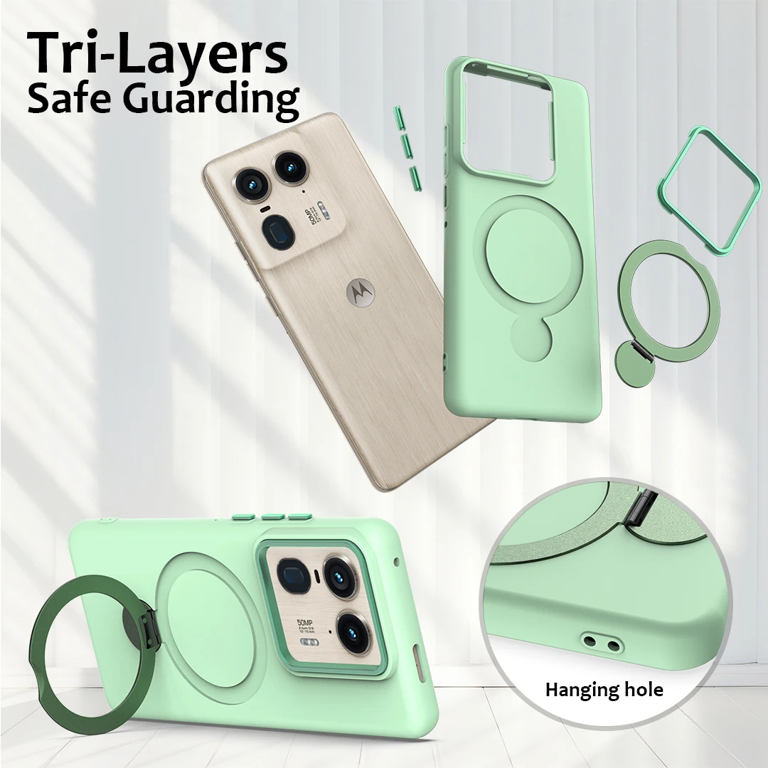 Moto Edge50 Ultra Soft Fabric Case with Iron Ring Stand Holder
