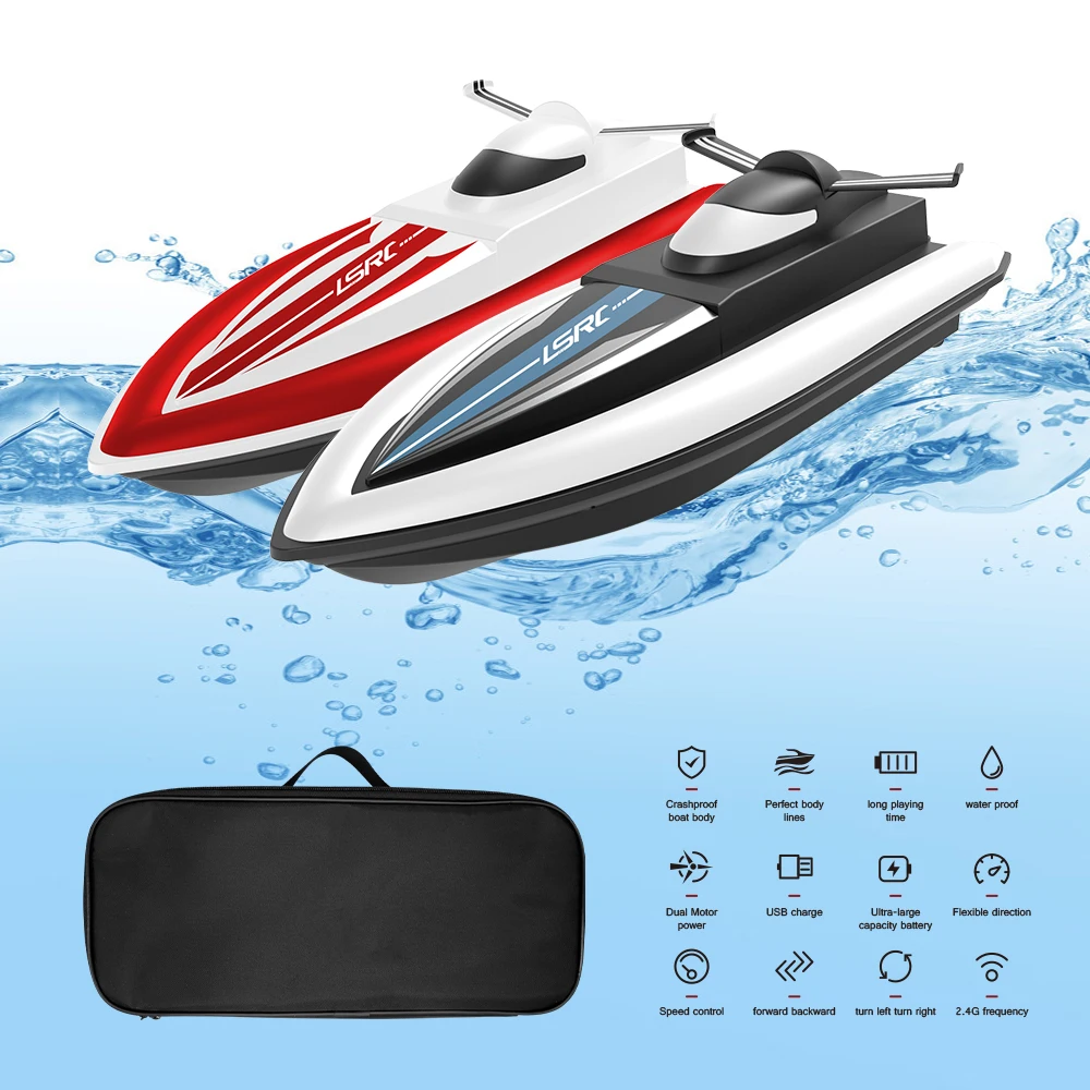 2 4G LSRC-B8 RC высокоскоростная гоночная лодка Водонепроницаемая перезаряжаемая