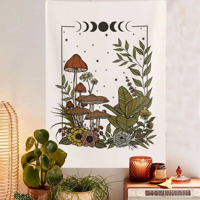 Gomba Gobelin Falfal Lógó Boho Fali Vintage Dekoráció Goblincore Természet Kárpit Boszorkány Gombák Fal Művészet - Image 4
