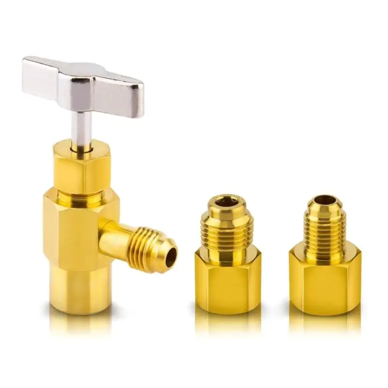 

R134A Self Sealing Can Tap with R134A Tank Adapter 1/2’’ to 1/4’’ SAE Refrigerant Can Bottle Tap Opener