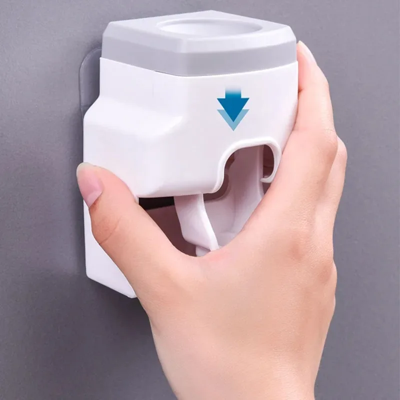 Wall Mounted Toothbrush Holder Toothpaste Squeezer Multifunction Automatic Toothpaste Dispenser Bathroom Toothbrush Stand Rack toothbrush holder toothpaste dispenser bathroom storage rack