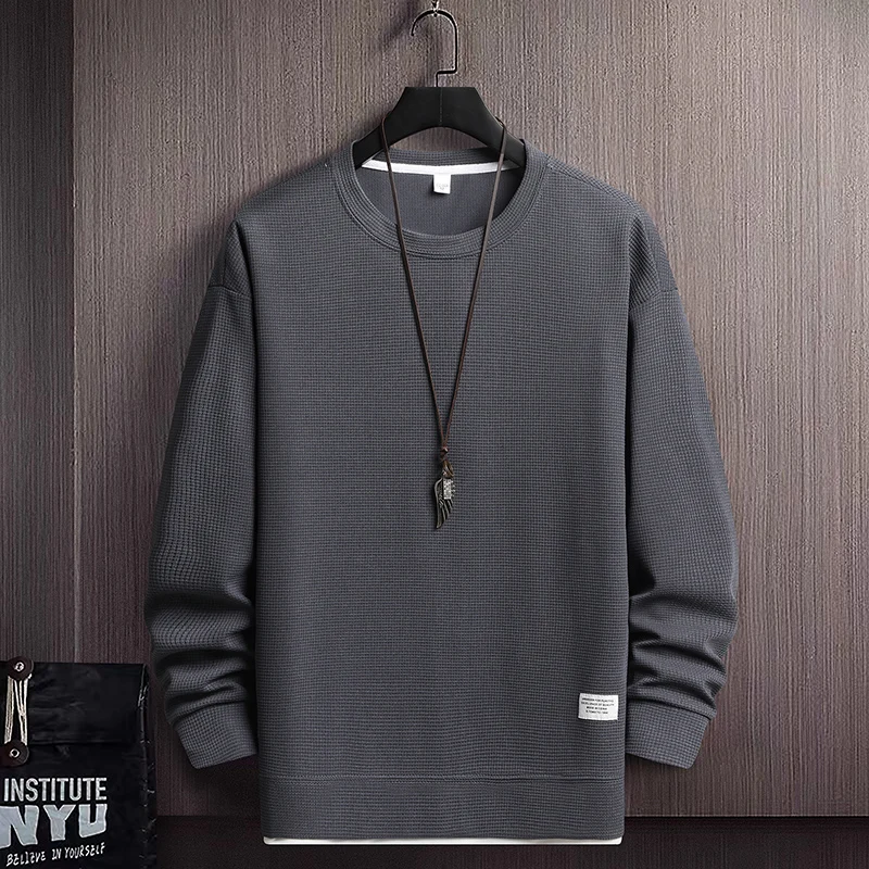 

2023 Spring Men New Waffle Hoodies Fashion Men Long Sleeve Soild Color Sweatshirt Embroidere Jogger Pullovers Male XXXL