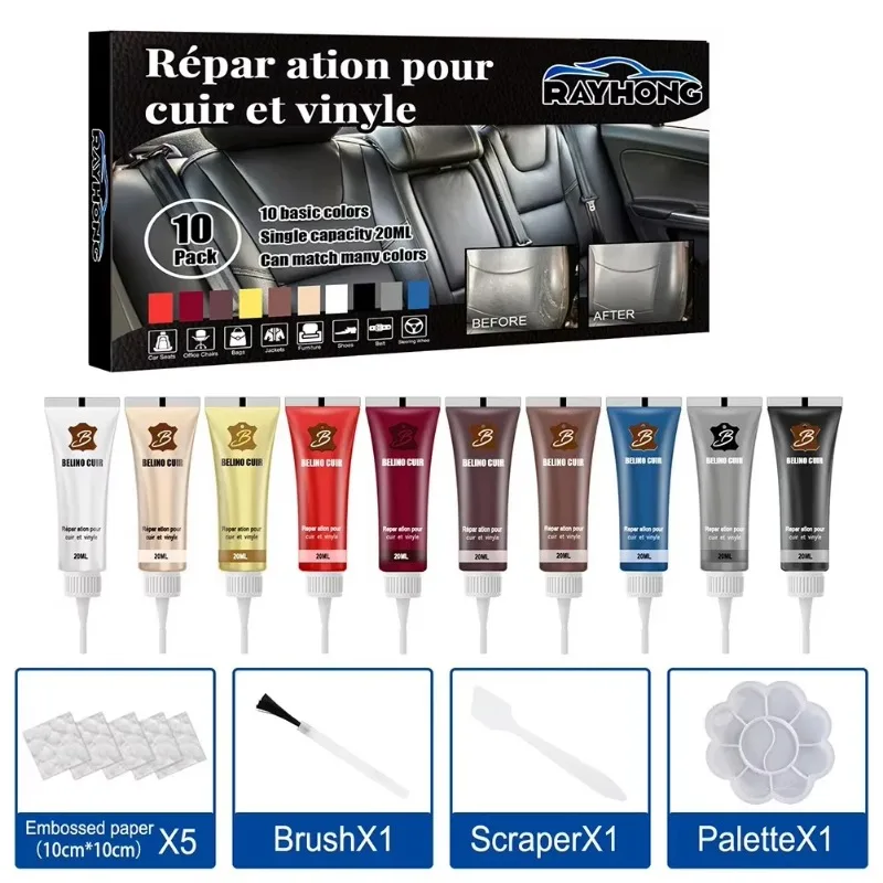 20ml Sofa Car Seat Leather Complementary Refurbish Cream Repair Paste Leather Repair Gel Color Car Scratches Cracks