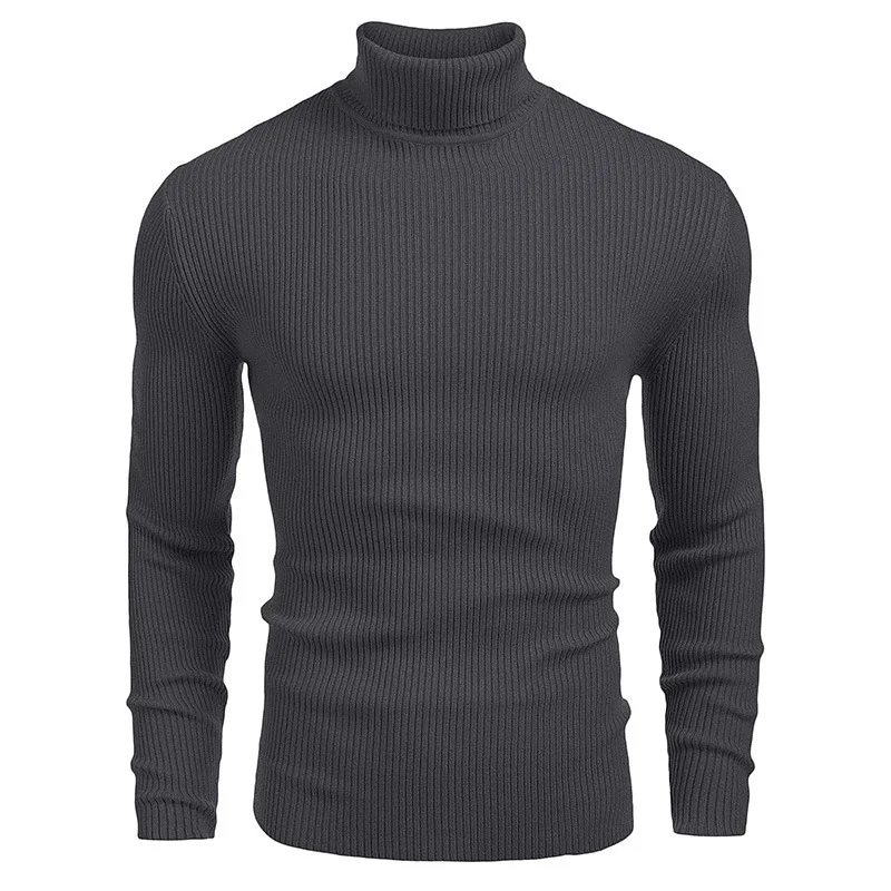 2023 Autumn Winter New Solid Color Fashion Turtleneck Sweater Man High Street Long Sleeve Youth Korean Style All-match Pullovers