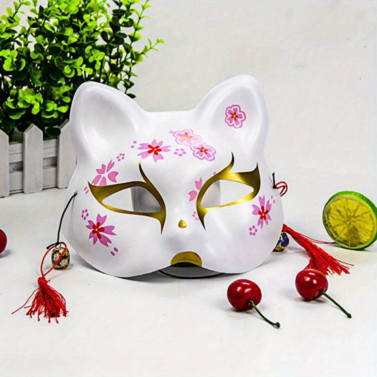 Kitsune Masks Half Face Cosplay Masks Cat Animal Costume Masquerade Party Assecories for Cosplay Costume Masquerade Drama Hallo