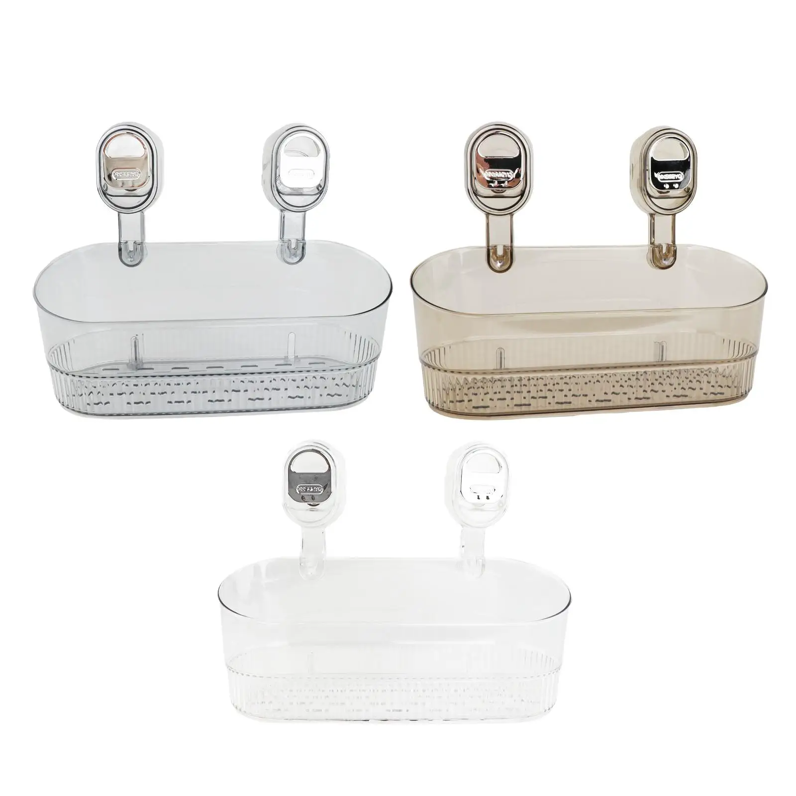 Suction Cup Shower Shelf Storage Rack Wall Mounted No Punching Need Portable