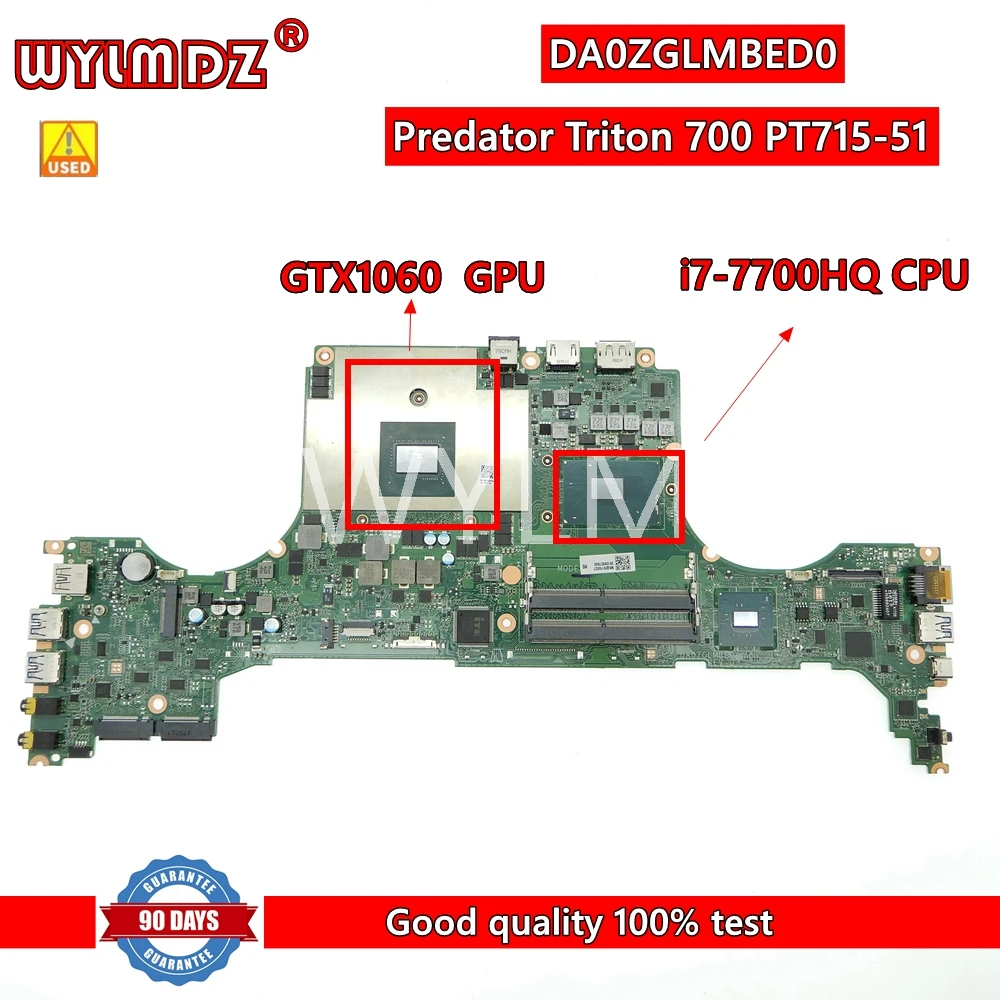 

DA0ZGLMBED0 with i7-7700HQ CPU GTX1060 GPU Laptop Motherboard For ACER Predator Triton 700 PT715-51 notebook Mainboard