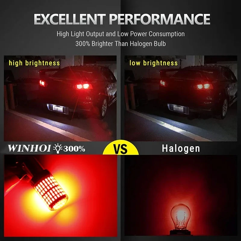 2  1156 BA15S P21W BAU15S PY21W 7440 W21W P21/5W 1157 BAY15D 7443 3157 LED  144smd Canbus    õ