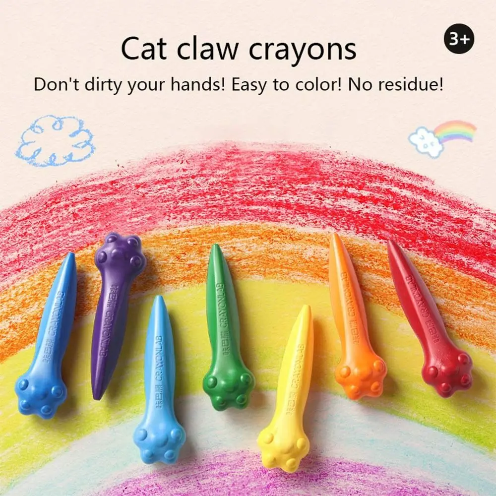 Children Do Not Dirty Hands Plastic Crayon Set Creative Painting Tools Cat Paw Shaped Washable 12/24/36 Colors