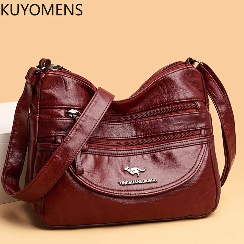 

Many Pockets Shoulder Crossbody Bag for Women Trend Brand Leather Ladies Designer Handbags Purses Messenger Bags