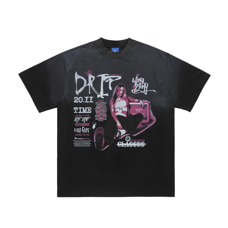 

Gothic Printed Tee Men Hip Hop T-shirt Men 2023 Summer Men's Tshirt Cotton Tee Shirts Black