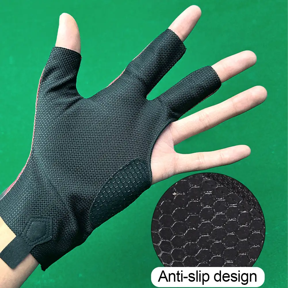 Billiards Glove Left Right Hand Three Finger Snooker Billiard Glove Non Slip Elasticity Billiard Training Gloves Accessories