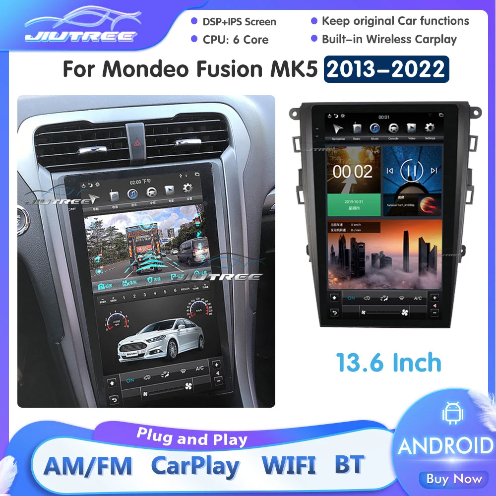 

13.6Inch For Mondeo Fusion MK5 2013 2014 - 2020 Android Multimedia Player Car Radio Tesla AUTO Tape Recorder With Touch Screen
