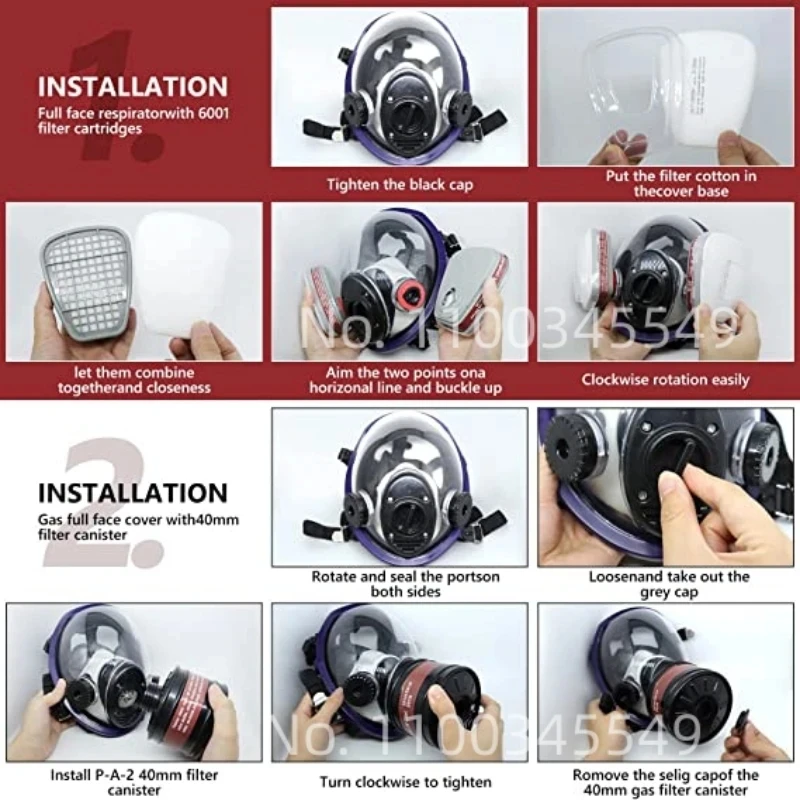 Full face respirator Gas Mask 40 mm activated carbon filter canister Suitable for fumes Chemical spray paint tactical-survival