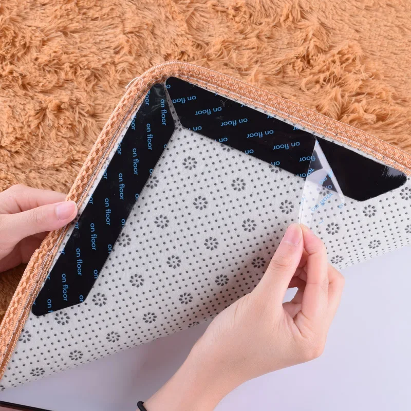 80/8pcs Carpet Non-slip Stickers Reusable Washable Anti Curling Carpet Patches Fixed Sticker Floor Rug Mat Grip Stoppers Tapes 2