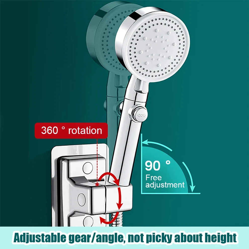 Showerhead Holder Adjustable Wall Mounted Self-Adhesive Handheld Bathroom Fixture