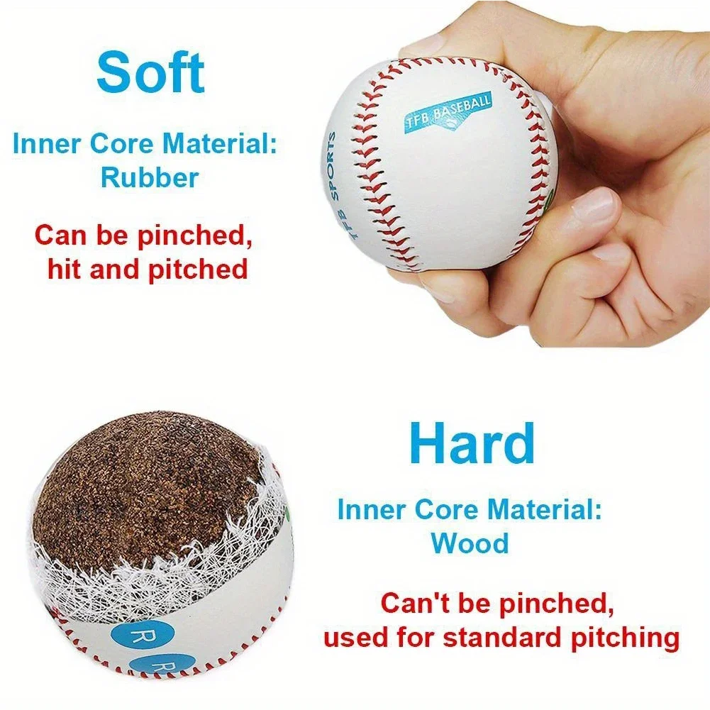 9 Inch Competition Training Baseball with Finger Placement Markers Outdoor Practice Baseball PVC for Adults Fans