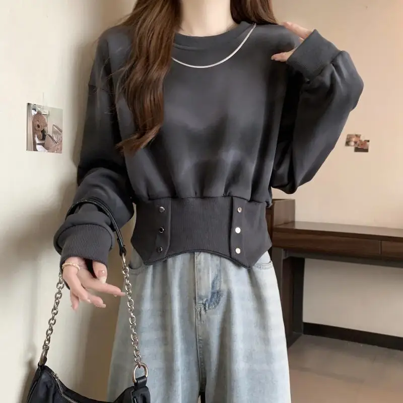 Women's Autumn Winter New Fashion Elegant Round Neck Pullover Long Sleeve Casual Versatile Western Commuting Comfortable Tops