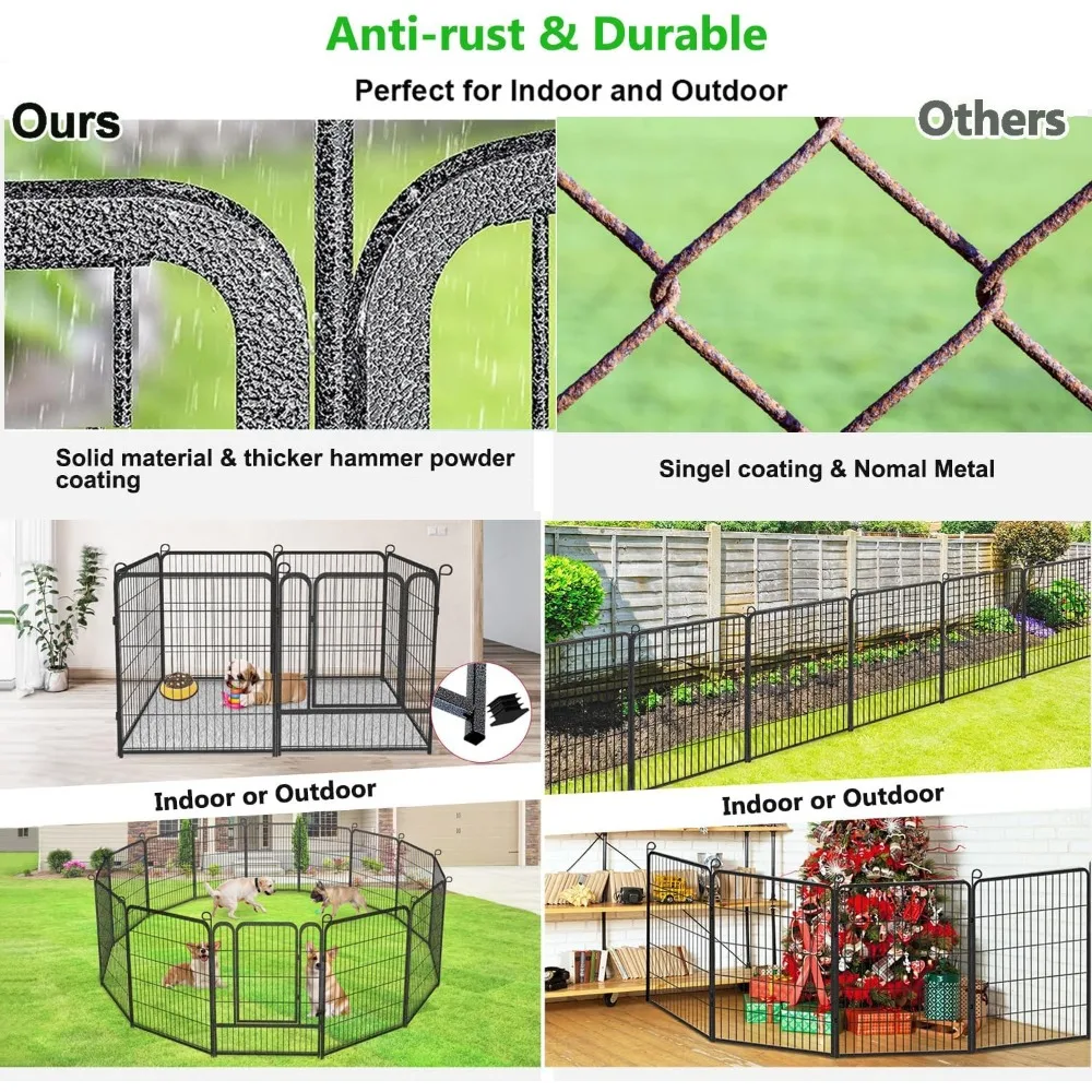 No Dig Decorative Garden Fence with Gate Rustproof Metal Fence Panels, 40in(H) x 27Ft(L) Garden Fencing for Yard 10 Panels
