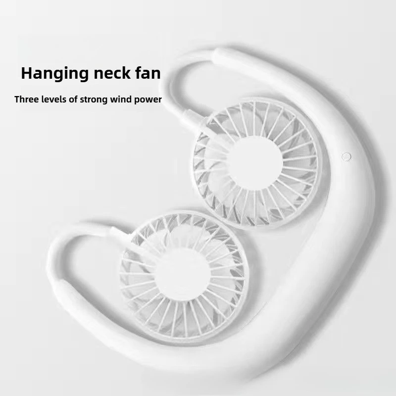 USB Portable Cold Fan Hands Free Neck Hanging Rechargeable Mini Sports3-Speed Adjustable Neck Dual Fan Home OfficeOutdoor Travel 4