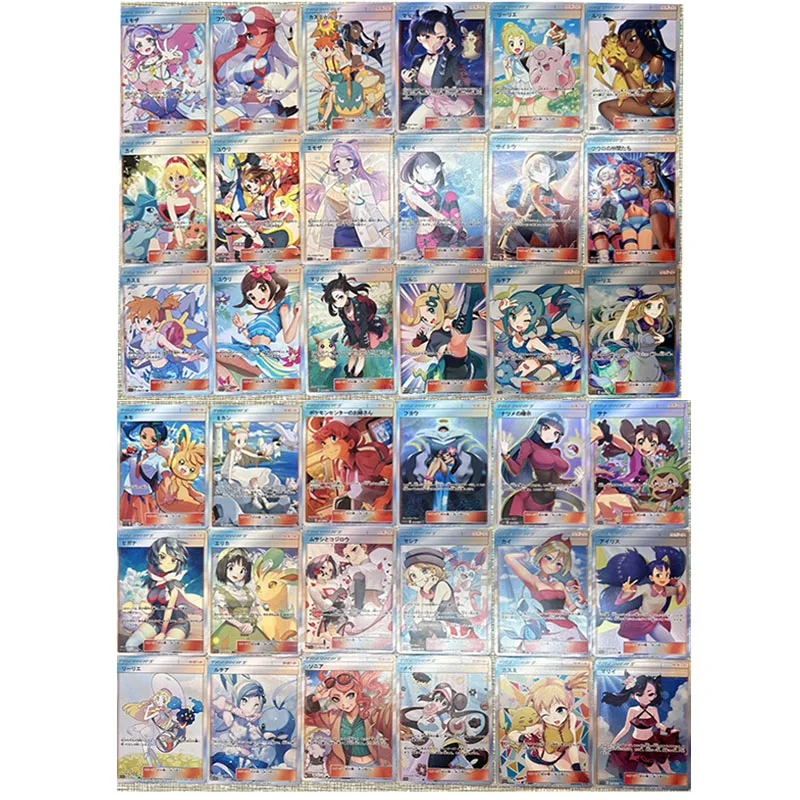 

Anime Pokemon Ptcg Homemade Flash Card 8D 9D 10D Misty Mallow Iris Game Collections Rare Cards Children's Toys Boys Gifts