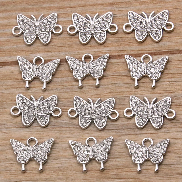 2 PCS 12mm Gold Filled and Sterling Silver Butterfly Charm- Small