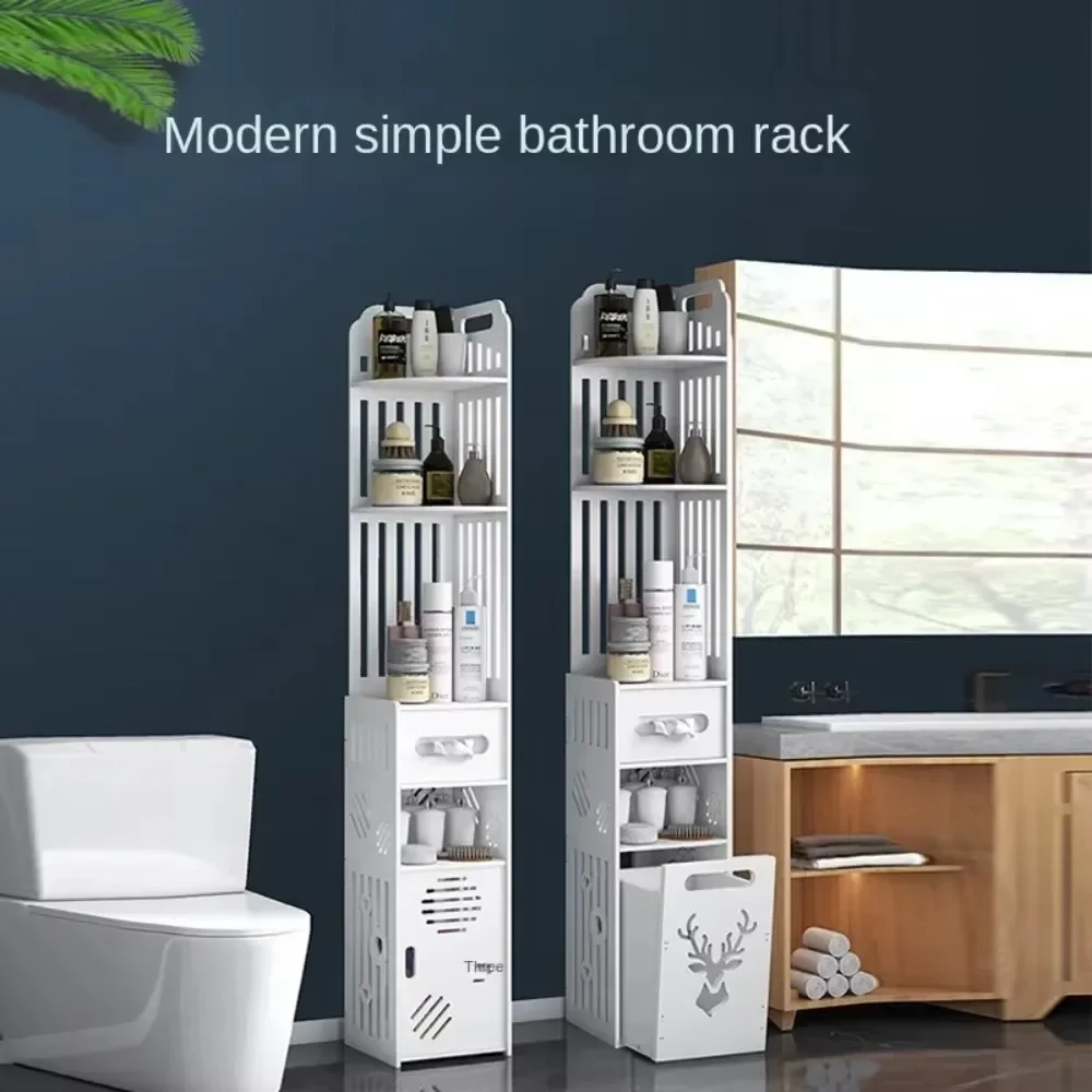 Floor Standing Tall Bathroom Storage Cabinet Drawers Cabinet Narrow Seam Storages Rack and With Shelves Bathroom Triangle Shelfs