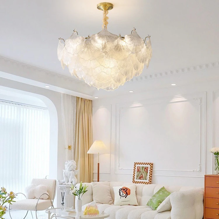 リビングルームライト高級クリスタル北欧ライト高級アートクリエイティブデザインシェルガラス天井照明器具A 60cm ランタンを下げるシャンデリアクリエイティブアイスクリスタルシャンデリアゴールドラウンド暖かい光LEDランプアートヴィラホテルレストラ 北欧風 リビングルーム LED 天井シャンデリアガラスのボールライト、 Postmodern ミニマリストレストランクリエイティブリビング ...