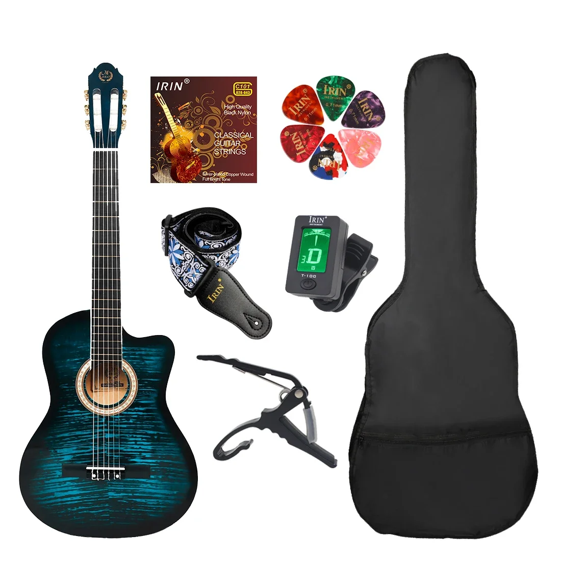 

M MBAT 39 Inch Classical Guitar 19 Frets Spruce Panels Acoustic Guitar Set with Case Guitar Accessories for Beginners Practice