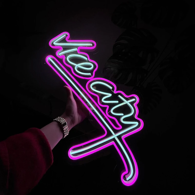 Vice City Pink Custom Neon Sign Pink Vice City Led Lights for Wall Decor USB Powered LED Neon Decor for Living Room Office