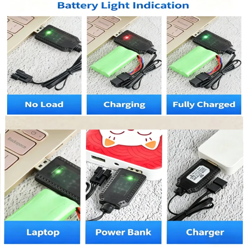 1/2PCS RC 장난감용 3.7V/7.4V USB 충전기 케이블 SM/JST/XH2.54 커넥터 리튬 이온 배터리 충전 코드 원격 제어 자동차용