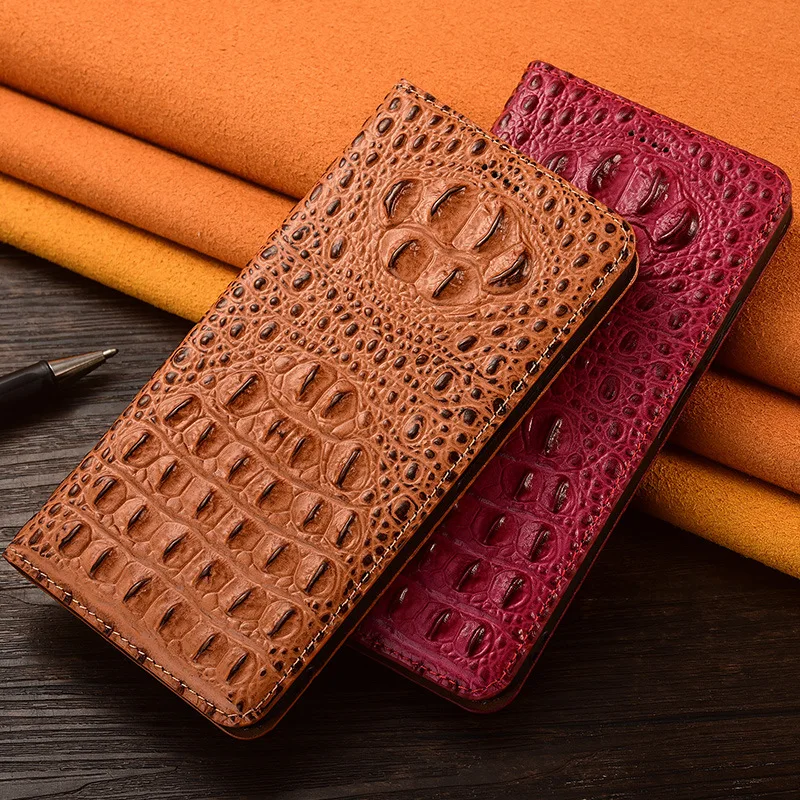 Crocodile Back Genuine Leather Phone Case For iPhone 17 Pro Max 13