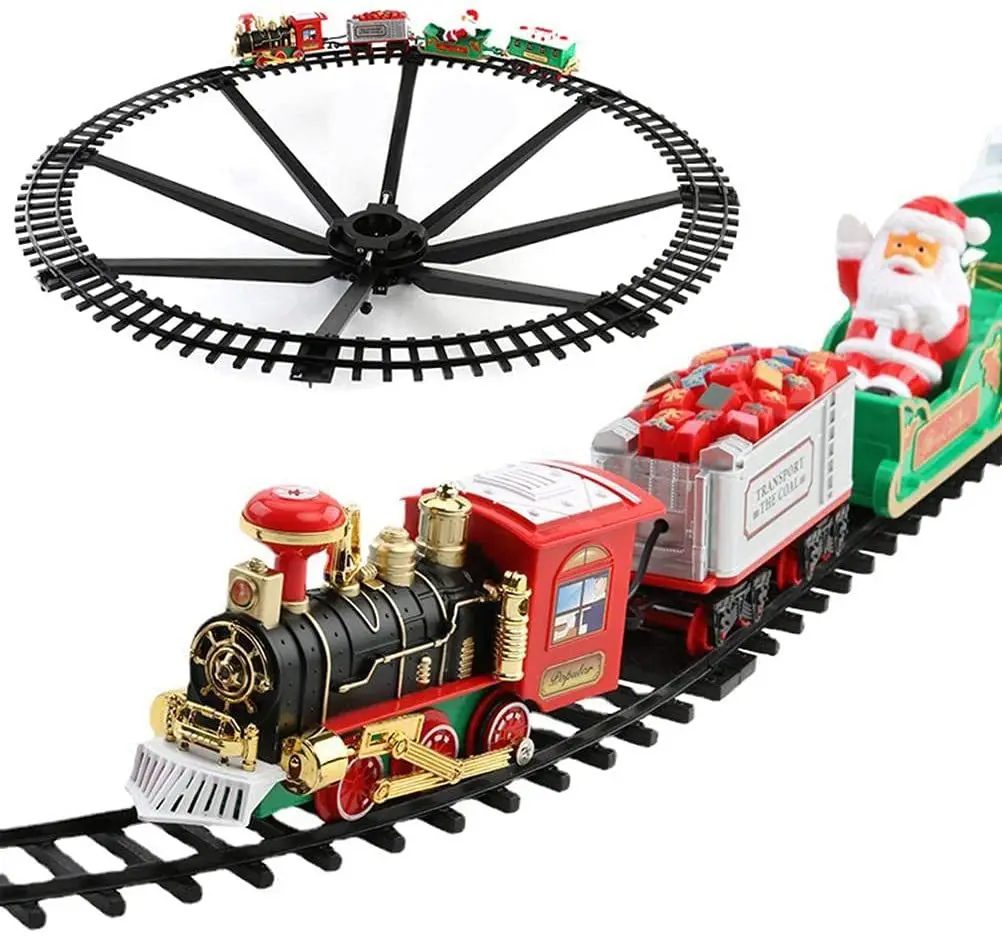 

Christmas Electric Train Toy Rail Car Mini Train Track Frame with Sound Light Christmas Tree Decors Kid RC Trains Toy Xmas Gifts