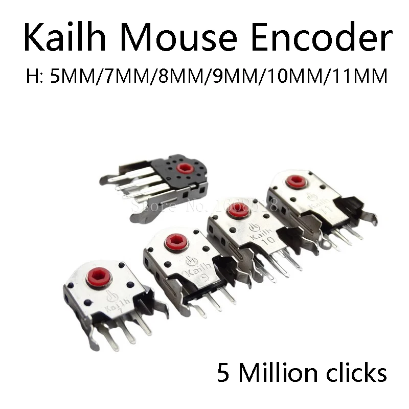 

Kailh 5/7/8/9/10/11mm Rotary Mouse Scroll Wheel Encoder With 1.74mm Hole Mark,20-40g Force For PC Mouse