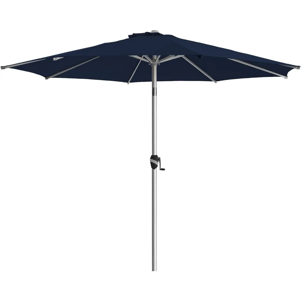 BLUU 9 FT Aluminum Outdoor Patio Umbrella, Outdoor Market Table Umbrella with Push Button Tilt Garden and Lawn