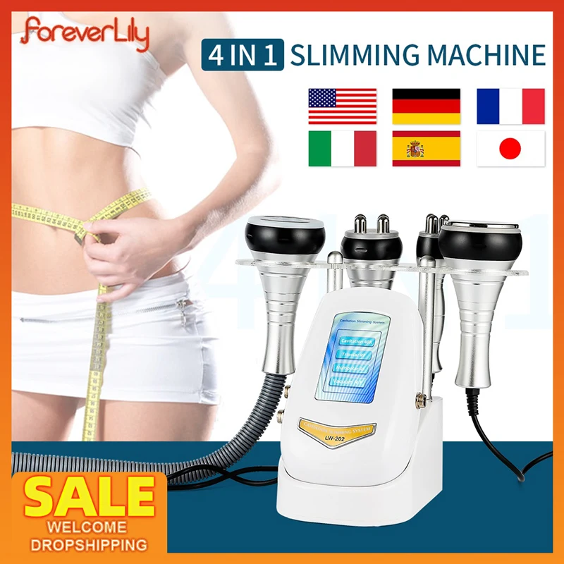 

40K Cavitation Ultrasonic Body Slimming Machine 4in1 RF Skin Rejuvenation Tighten Anti-wrinkle Body Shaping Massager Weight Loss