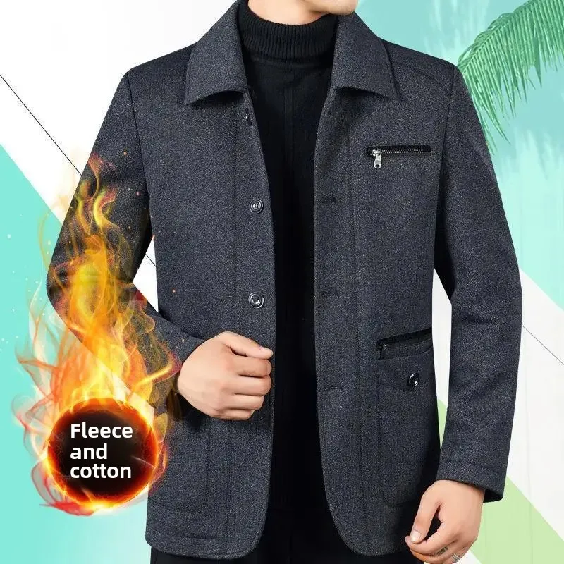 سترة الخريف والشتاء مبطنة بالصوف للرجال في منتصف ا...