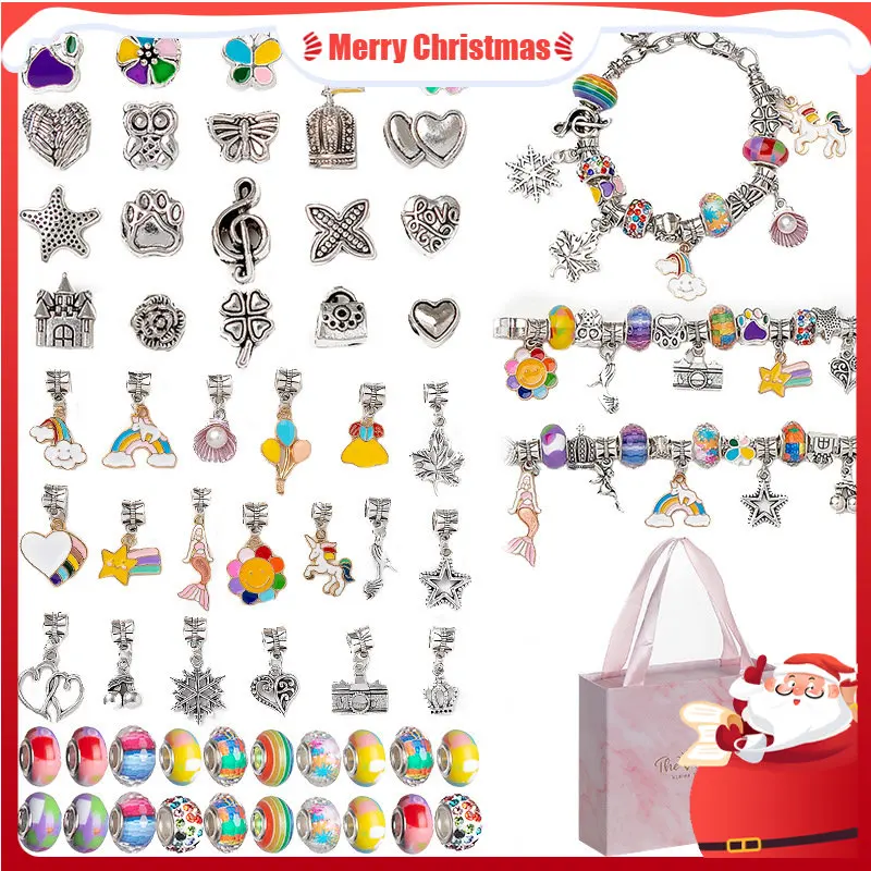 DIY Charms Bracelet Making Set Spacer Beads Pendant Accessories for Bracelet Necklace Jewelry Making Creative Children Gifts